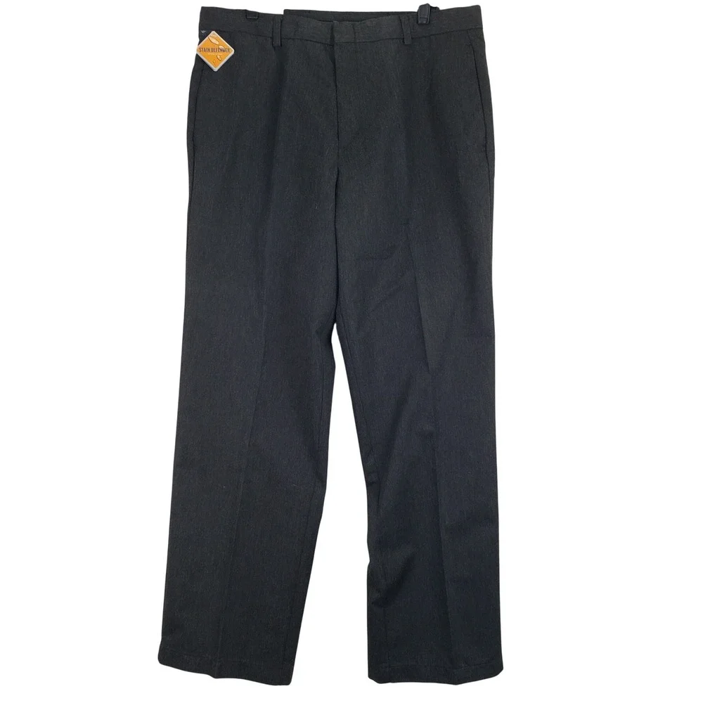 Dockers Go Khaki Flat Front Pants Mens 36x32 Gray Stain Defender Classic Fit